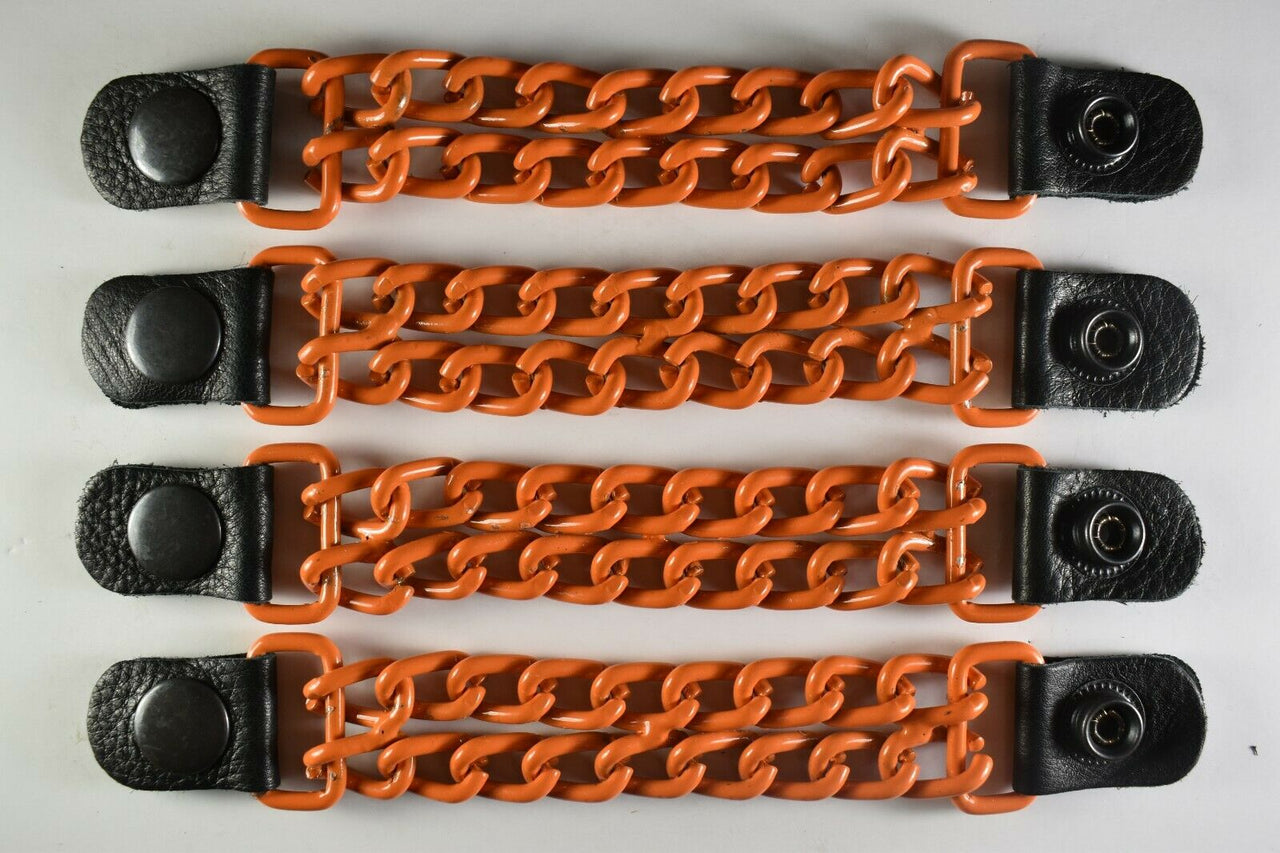 Motorcycle Leather Chain Vest Extender Biker Snap on - Extend your Vest (ORANGE) - HighwayLeather