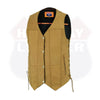 Tan Men's Motorcycle Leather Vest Sahara Brown Distressed Biker Side Lace Gun CC - HighwayLeather