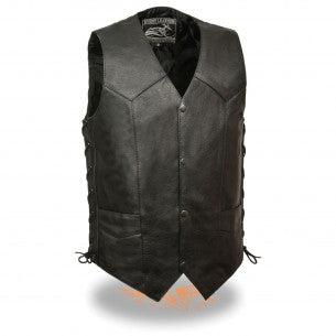 Men's Side Lace Biker Vest w/ Gun Pocket - EL5397 - HighwayLeather