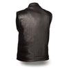 SOA Men's Basic Leather Motorcycle Vest Zipper & Snap Closure w/ 2 Inside Gun Pockets - HighwayLeather