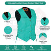 Women's Teal color side laced Leather Vest with Gun pockets for clubs - HighwayLeather