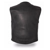 The Raceway Men's Rolled Collar with Hidden Snap Collar Vest - HighwayLeather