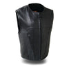 The Raceway Men's Rolled Collar with Hidden Snap Collar Vest - HighwayLeather