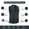 Men Side Lace Leather Style Biker Motorcycle Leather Vest Gun Pockets Carry Arms #11360SPT - HighwayLeather