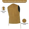 Tan Men's Motorcycle Leather Vest Sahara Brown Distressed Biker Side Lace Gun CC - HighwayLeather