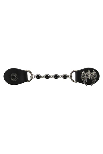 Hair Glove VE-Women Fleur-de-Lis vest extender with gem accents, 6.5 inches, featuring decorative fleur-de-lis design and wing details.