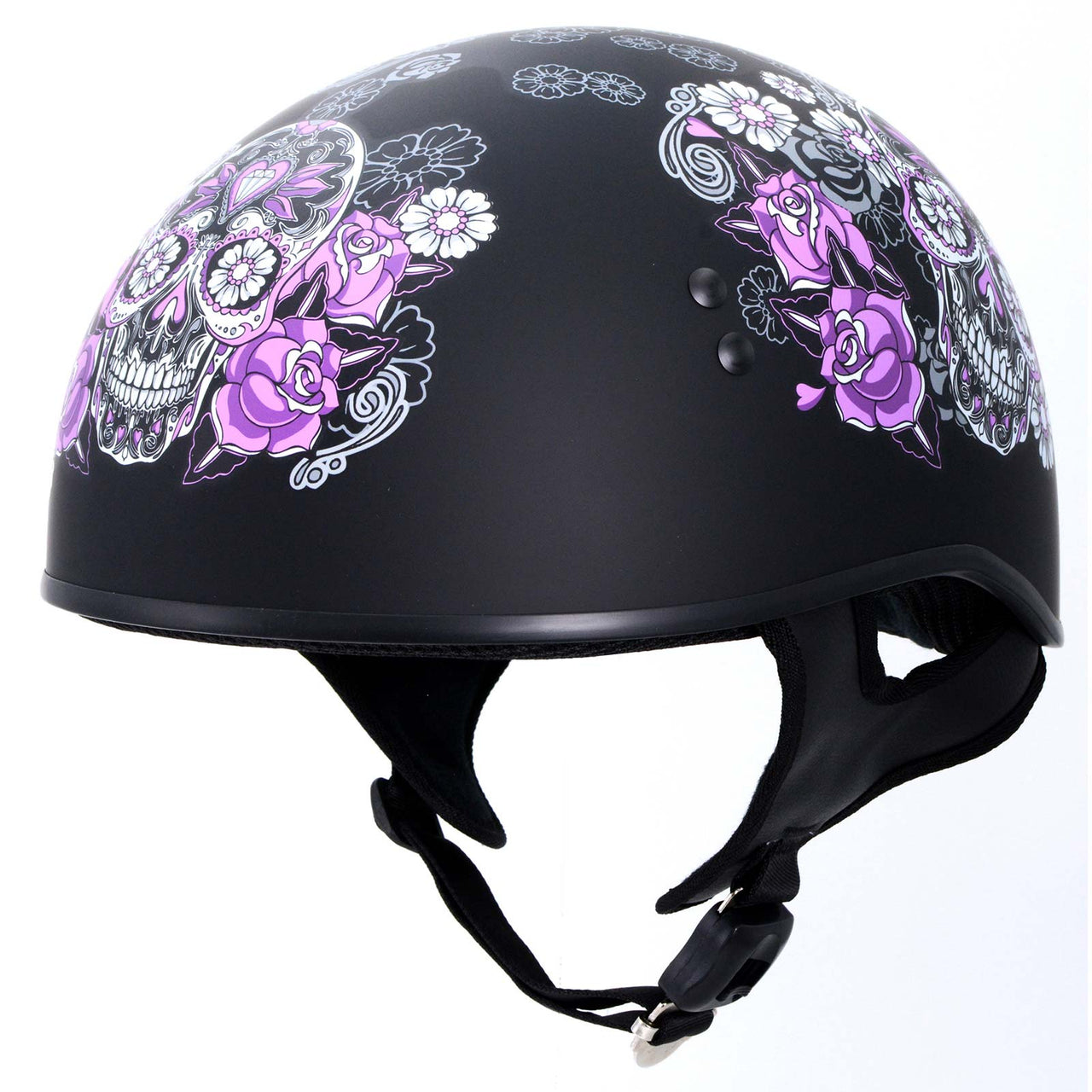 Hot Leathers HLD1031 'Sugar Skull' Flat Black Motorcycle DOT Approved– HighwayLeather