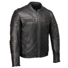MMC10001 Men's Contender Scooter Style Black Premium Leather Jacket