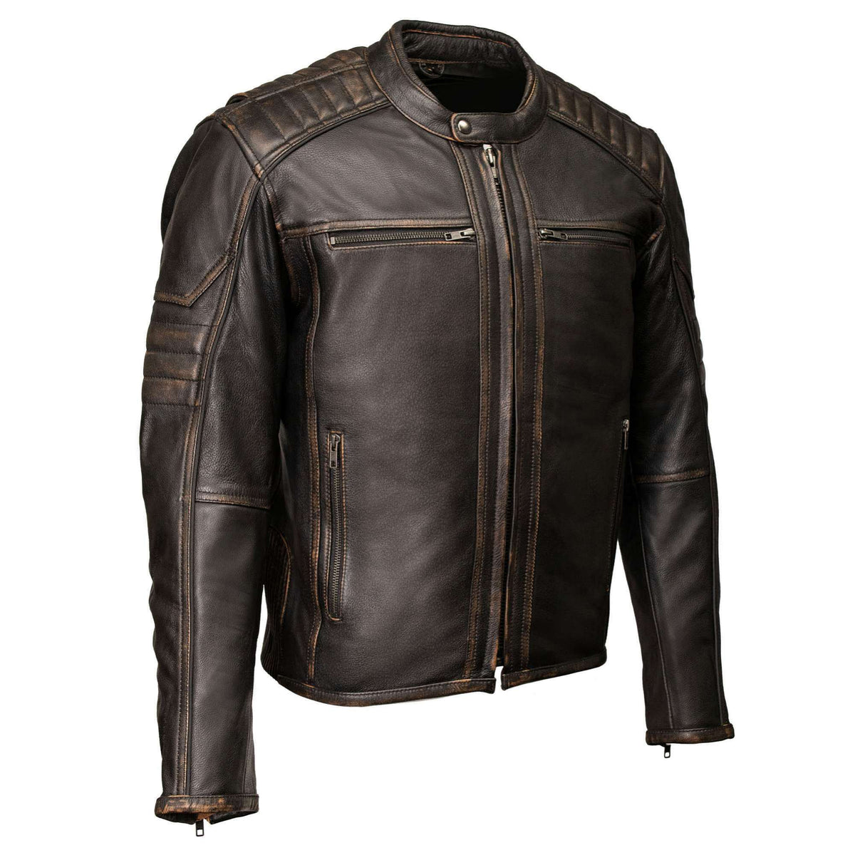 Men's Anarchy Scooter Style vintage brown leather riding jacket by Milwaukee Leather, featuring classic design and premium leather finish.