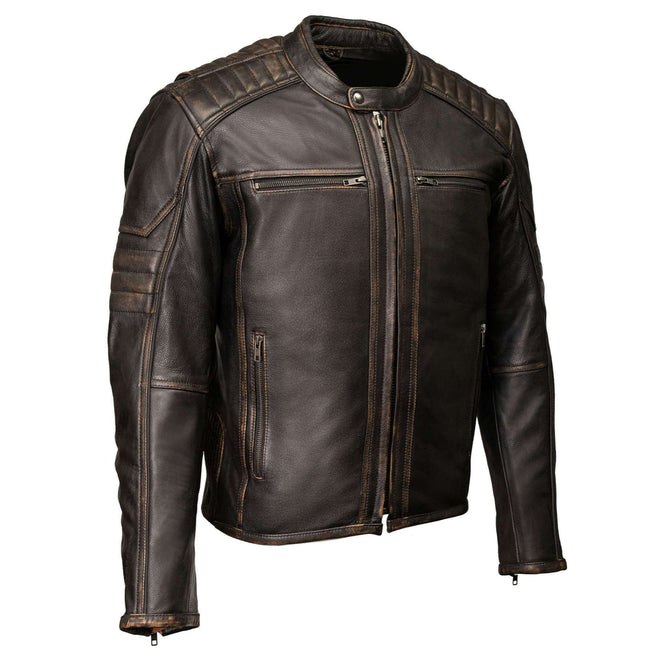 Men's Anarchy Scooter Style vintage brown leather riding jacket by Milwaukee Leather, featuring classic design and premium leather finish.
