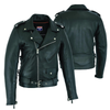 Black Buffalo Leather Gear Old School Police Style motorcycle jacket for men, featuring classic design and durable leather construction.