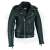 Buffalo Leather Gear men's black old school police-style motorcycle leather jacket with classic design and sturdy construction.