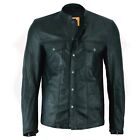 HL10499 Club Leather Shirt Men Black Mandrin collar - HighwayLeather
