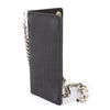 Milwaukee Leather men's 7-inch leather bi-fold biker wallet with multiple card slots, trigger hook, and stainless steel anti-theft chain.