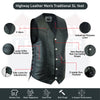 HL11614SPT Men's Classic Leather Vest Motorcycle Gun Pockets for Riders, Easy Biker Patch Sewing, Side Lacing Western Cut - HighwayLeather