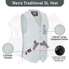 Men's white leather vest with side laces from Buffalo Leather Gear, traditional style, featuring a classic fit and detailed stitching.