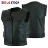 HL11639SPT Collarless Leather Vest Motorcycle Biker Club Concealed Carry Outlaws - HighwayLeather