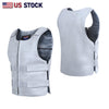 HL11643 GRAY Men’s Gray Leather Motorcycle Vest – Club Style Biker Vest, Tactical Style Look, Shade #36