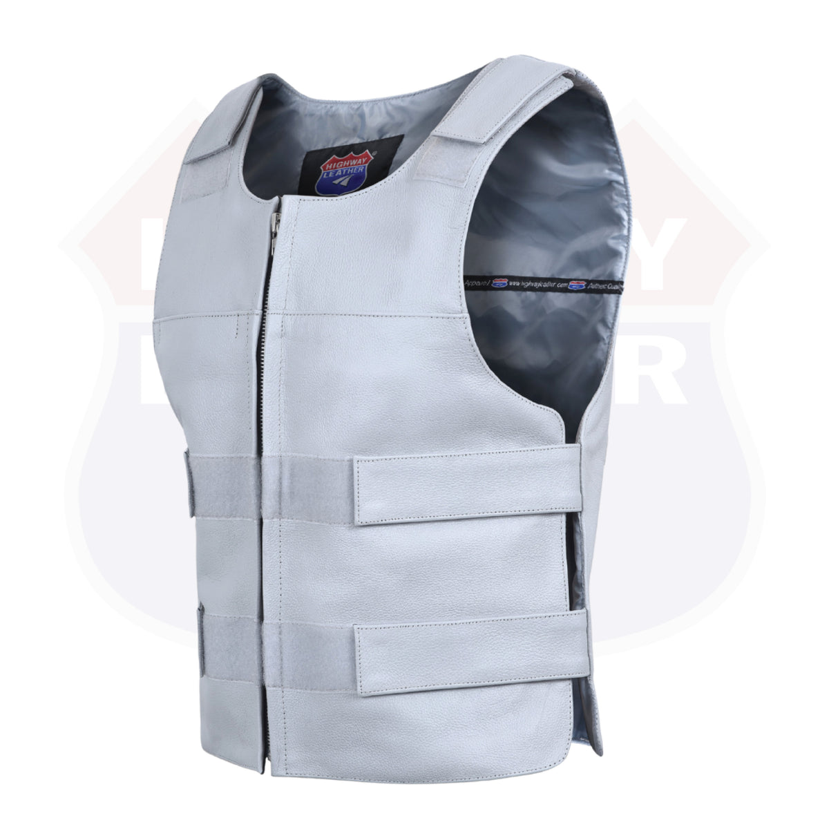 HL11643 GRAY Men’s Gray Leather Motorcycle Vest – Club Style Biker Vest, Tactical Style Look, Shade #36