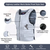 HL11643 GRAY Men’s Gray Leather Motorcycle Vest – Club Style Biker Vest, Tactical Style Look, Shade #36