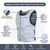Men’s Gray Leather Motorcycle Vest – Club Style Biker Vest, Bulletproof Look, Shade #36 (SKU# 11643Gray36)