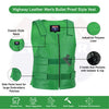 Men’s Green Zippered Tactical Style Leather Biker Club Vest | HL11643