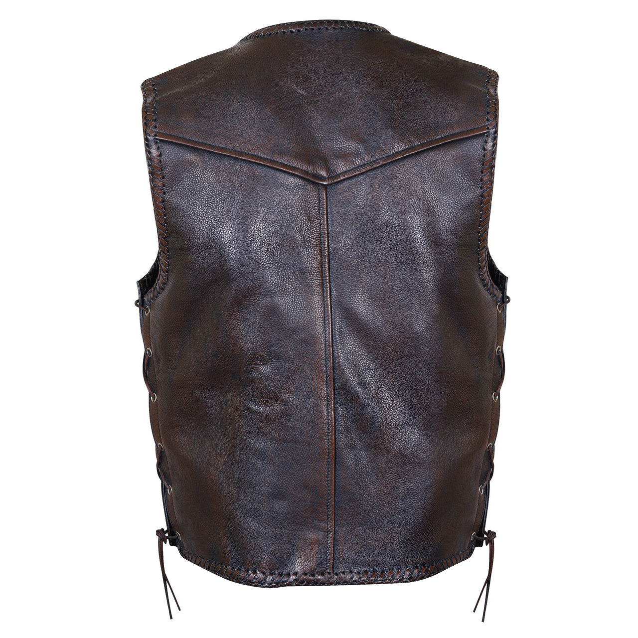 BROWN HL11650BROWN Heavy Metal Rocker Braid Waistcoat Motorcycle Vest ...