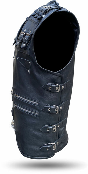 HL11654BLACK Heavy Metal Rocker Biker Waistcoat Motorcycle Leather Vest ...