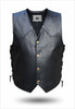 Unlined HL11655BLACK Unlined Side Lace Basic Motorcycle Leather Vest Side Lace - HighwayLeather