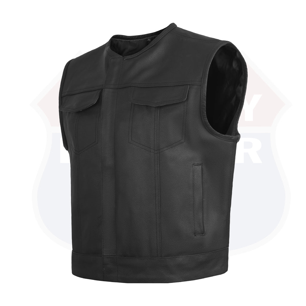 HL11659SPT Low Rise Short Torso Black Club Style Vest (Cow Leather