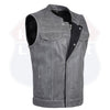 Men’s Gray SOA Anarchy Leather Motorcycle Biker Club Vest – Utility Pockets – HL11689