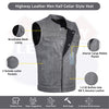 Men’s Gray SOA Anarchy Leather Motorcycle Biker Club Vest – Utility Pockets – HL11689