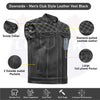 Buffalo Leather Gear men's white leather vest with black cross-stitch details, featuring a stylish club design and classic vest fit.