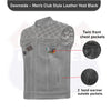 White and black men's leather vest with cross stitch details from Buffalo Leather Gear, stylish club vest for men.