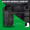 HL3700SPT Men's Black Classic V-Neck Leather Motorcycle Vest | Biker Rider Apparel & Gear