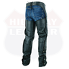 HL12800TALL - Tall Black Plain leather chap - Longer length - 4 inch extra long. - HighwayLeather