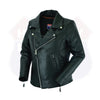 Women’s Full-Length Braided Leather Motorcycle Jacket with Side Stretch and Utility Pocket | HL13103