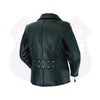 Women’s Full-Length Braided Leather Motorcycle Jacket with Side Stretch and Utility Pocket | HL13103