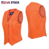 Women’s Orange Soft Leather Motorcycle Vest with Utility Storage | HL14500ORANGE