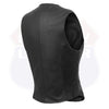 Buffalo Leather Gear women's ribbed stretch zipper front leather vest, showcasing its fitted design and front zipper closure.