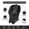 Buffalo Leather Gear women's rib stretch zipper front leather vest, featuring a fitted design and front zipper closure.