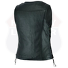 Buffalo Leather Gear women's vest with revealing side laces and sleeveless design, showcasing a stylish and edgy look.