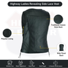 Buffalo Leather Gear women's vest with revealing side laces, featuring a fitted design and stylish details.