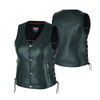 Women's Lace up side leather motorcycle vest - HL14851SPT - HighwayLeather
