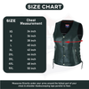 Black women's leather motorcycle vest with lace-up sides from Buffalo Leather Gear, featuring a stylish and fitted design.
