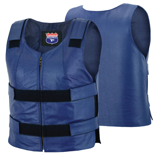 Navy Blue Tactical Style Leather Vest – Shade #48 | HL11643NAVY-BLUE