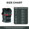 Size chart for the women's HL14945Black leather vest, showing chest measurements for XS–5XL.