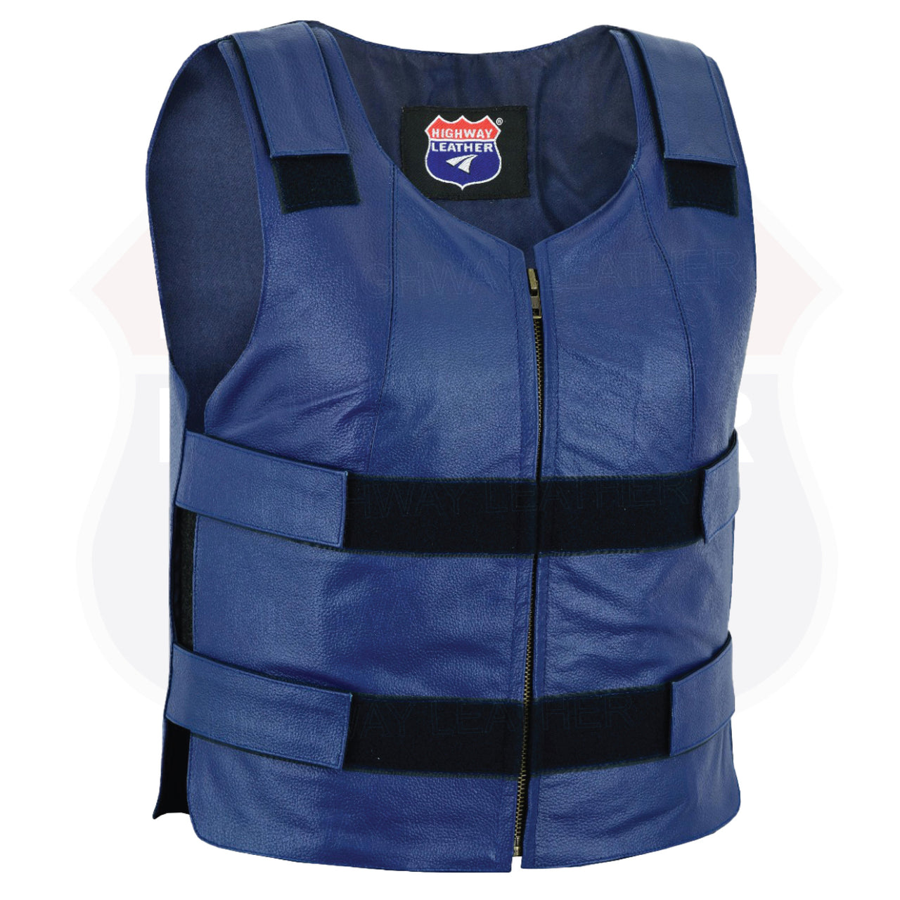 HL11643NAVY-BLUE   BLUE BULLET PROOF LEATHER VEST Shade # 48 - HighwayLeather