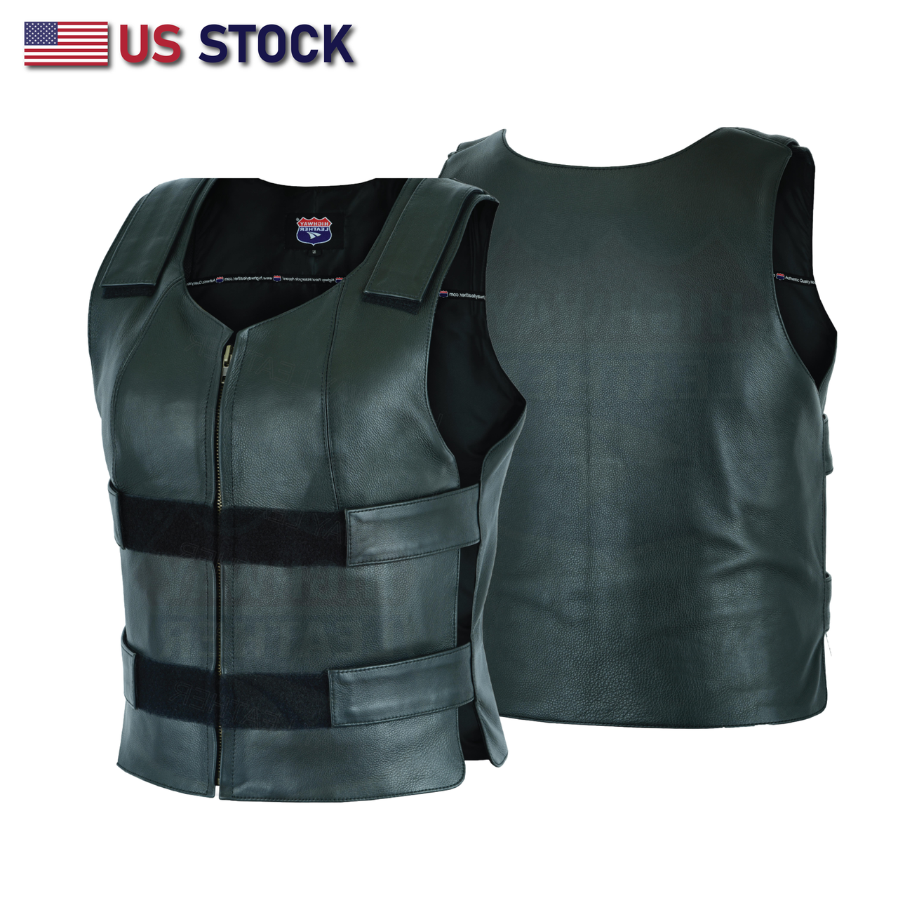Women Bullet Proof style Leather Motorcycle Vest bikers Club Tactical Vest Ammo HL14945BLACK - HighwayLeather
