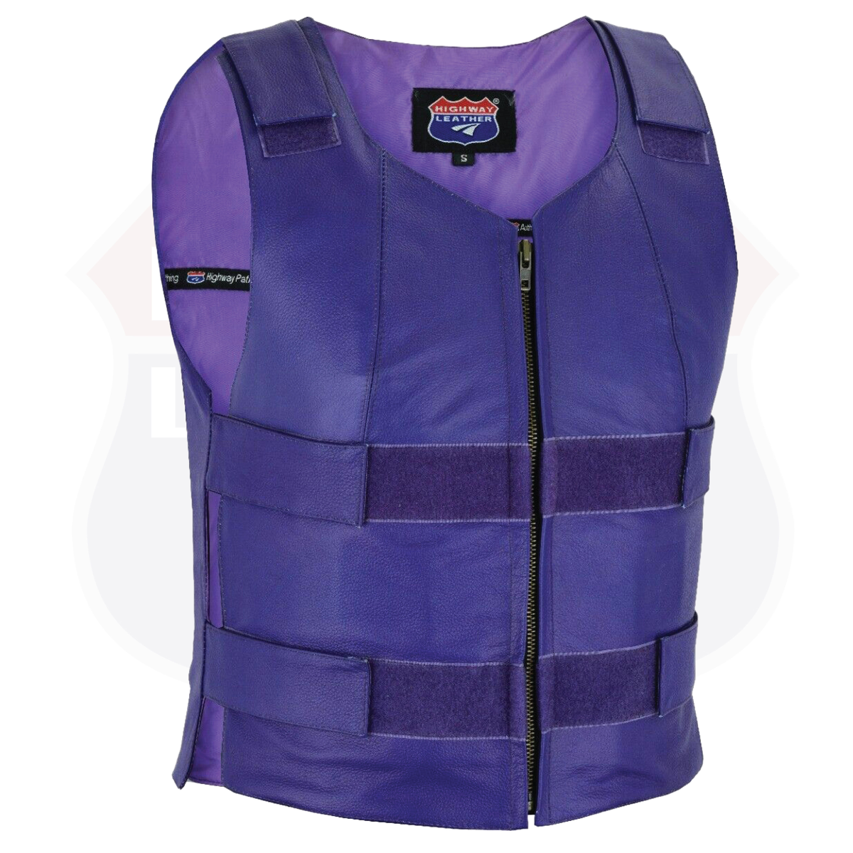 Women’s Passionate Purple Tactical Style Leather Motorcycle Club Vest | HL14945Purple
